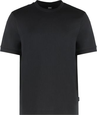 HUGO BOSS Ribbed Cotton Blend T-shirt with Slits