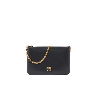 Pinko Platte Klassieke Crossbody Tas - Dames - Clutches - Zwart - ONE Size - Leer - Tassen