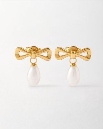 Edge of Ember Bow Pearl Earrings at Nordstrom