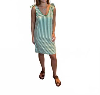 THML Clothing Striped Sleeveless Mini Dress In Green