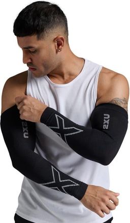 2XU Flex Run Comp Arm Sleeves in Black/grey at Nordstrom, Size Xx-Large