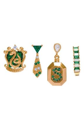Girls Crew x Harry Potter Set of 4 Assorted Single Stud Earrings in Gold/Slytherin at Nordstrom