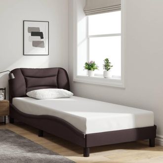 vidaXL Estructura De Cama Sin Colch&oacute;n Tela Marr&oacute;n Oscuro 80x200 Cm Vidaxl