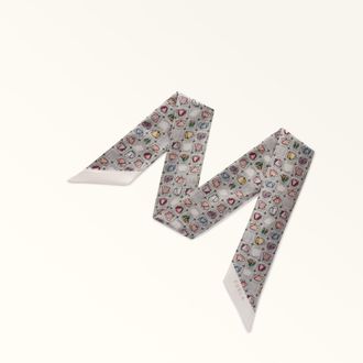 Furla Metropolis Bandeau Cenere+soil+nero Multicolore Twill Di Seta Con Stampa Papaveri Pop Donna