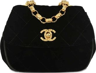 Chanel 1992 velvet quilted shoulder bag - women - Velvet/Metal - One Size - Black