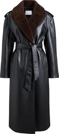 Frankie Shop Trench Coat With Contrasting Faux Fur Collar And Tailored Accents