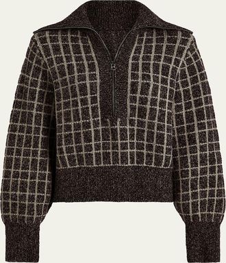 Varley Furley Checkered Boucle Pullover
