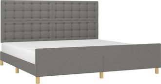 vidaXL Cama Sin Colch&oacute;n Tela Gris Oscuro 200x200 Cm Vidaxl