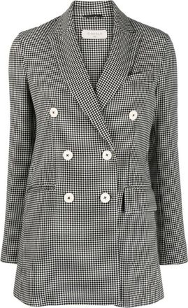 Circolo 1901 Geruite Double-Breasted Blazer van Wolmix - Dames - Blazers - Zwart - S - Wol - Jassen