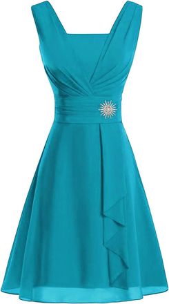 Generic FNKDOR Maxi Dresses for Women UK Womens Formal Solid Color High-Waist Party Prom Gown Tunic Dress One Shoulder Sleeveless Ruffle Plus Size Dresses Bri