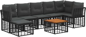 vidaXL Conjunto De Sof&aacute;s De Exterior 8 Uds. Negro Y Gris Oscuro Vidaxl