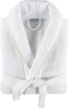Linum Home Textiles Hotel Turkish Cotton Waffle Terry Bathrobe With Satin Piped Trim