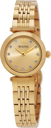 Bulova Champagne Quartz Gold Dial Ladies Watch 97P176