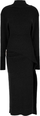 Lanvin Jurk met lange mouwen van gebreide stof - Dames - Kleedjes - Zwart - L - Kleedjes
