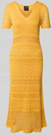 Marc Cain Strickkleid aus Baumwolle in Midil&auml;nge in Senf, Gr&ouml;&szlig;e 34