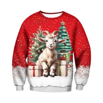 Generic Mens Christmas Sweatshirt Funny Santa Xmas Print Casual Tops Long Sleeve Crew Neck Jumpers Winter Comfy Activewear Tops for Holiday Party