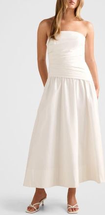 Ever New Rumi Ruched Strapless Midi Dress in Porcelain at Nordstrom, Size 14