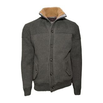 Ferrante Cardigans, male, Green, Size: 2XL Padded Knit Jacket