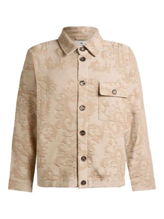 Etro leafy-motif cotton jacket - Neutrals