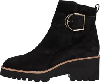 Paul Green Stijlvolle enkellaarsjes met plateauhak - Dames - Veterlaarzen - Zwart - 42 EU - Su&egrave;de - Schoenen