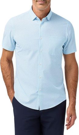 Mizzen+Main Leeward Trim Fit Skyline Multi Diamond Short Sleeve Button-Up Shirt in Skyline Blue Multi Diamond at Nordstrom, Size Xx-Large