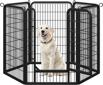 Yaheetech Yaheetech - 6 Paneles Valla Para Perros Met&aacute;lica Para Perros Medianos Y Grandes Parque De Mascotas Con Puerta Para Hogar Patio Jard&iacute;n Camping 100 Cm D