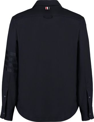 Thom Browne Mens Wool Overshirt Blue Shirt