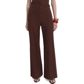 Mango Flowy Straight Leg Pants in Chocolate at Nordstrom Rack, Size X-Small