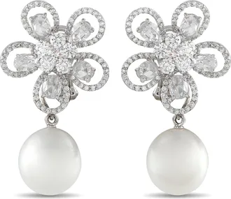 Assael 18K White Gold 5.24ct Diamond and Pearl Clip-On Earrings AS15-050426