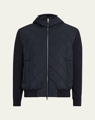 Loro Piana Mens Ampay Quilted Microfiber Bomber Jacket