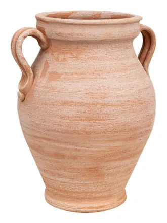 Biscottini International Biscottini - Parag&uuml;ero. &Aacute;nfora/orcio Con Anillos En Terracota Hecho A Mano Sobre El Torno Para Plantas Y Flores. L38xpr33xh45 Cm