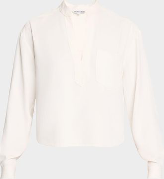 Veronica Beard Dean Collared V-Neck Top