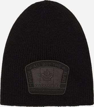 Dsquared2 Mens Tonal Flag Beanie Hat Black - Size: OS