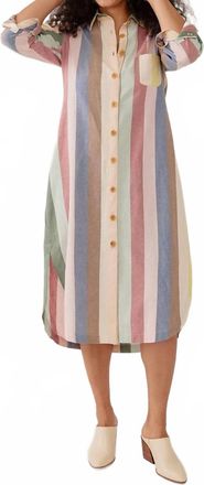 Mata Traders Sutton Midi Shirtdress In Vintage Rainbow