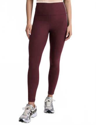 Beyond Yoga Spacedye Ready Midi Yoga Legging In Midnight Burgundy Heather