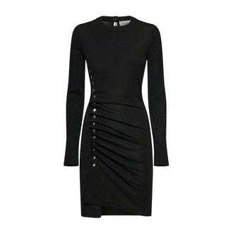 John Richmond Vestido Corto de Punto El&aacute;stico con Botones Joya Asim&eacute;tricos - Dresses - Mujer - Negro - 2XS