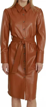 Dolce Cabo Vegan Leather Mid Length Dress In Sienna