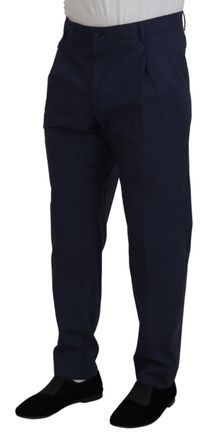 Dolce & Gabbana Mens Dark Blue Cotton Chino Formal Pants
