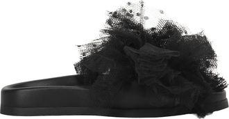 Red Valentino Elegante slippers met verfijnde details - Dames - Sandalen - Zwart - 36 EU - Polyester - Schoenen
