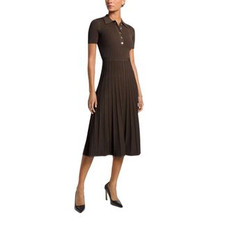 Michael Kors Vestido midi tipo polo con corte evas&eacute; - Dresses - Mujer - Marr&oacute;n - XS
