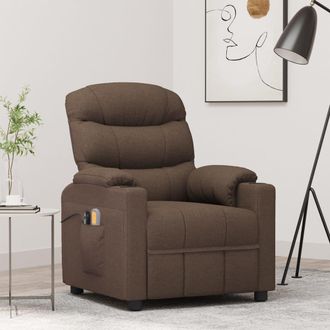 vidaXL Sill&oacute;n De Masaje El&eacute;ctrico Tela Marr&oacute;n Vidaxl