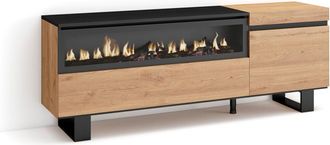 Skraut Home Skraut Home - Mueble Tv, Televisi&oacute;n, Muebles De Sal&oacute;n, Almacenaje, 150x57x35cm, Para Tv Hasta 65, Chimenea El&eacute;ctrica, Dise&ntilde;o Industrial, Estilo Modern