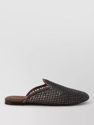 Brunello Cucinelli mesh suede sandals monili detail backless