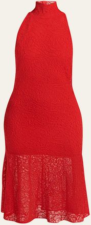 Alexander McQueen Spider Lace Halter Midi Dress