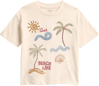 Next Kids Le Soleil Embroidered T-Shirt in Neutral at Nordstrom, Size 12-18M