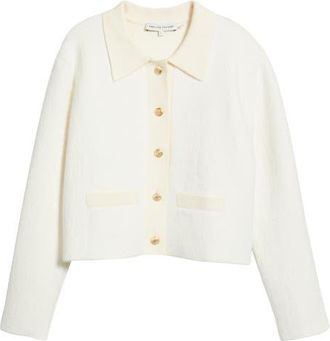 English Factory Contrast Placket Cardigan in Cream at Nordstrom, Size X-Small