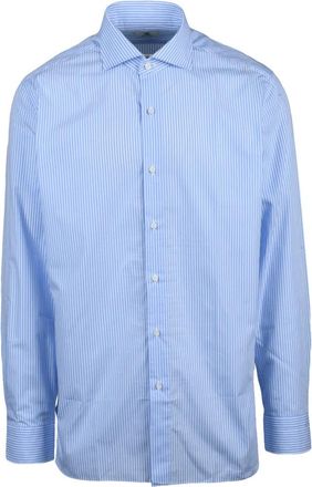 LUIGI BORRELLI NAPOLI shirt - Heren - Zakelijke Overhemden - Blauw - 5XL - Katoen - Overhemden