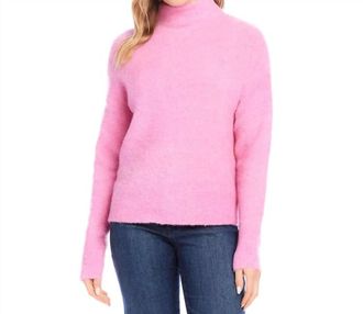 Karen Kane Penella Mock Neck Boucle Sweater In Peony