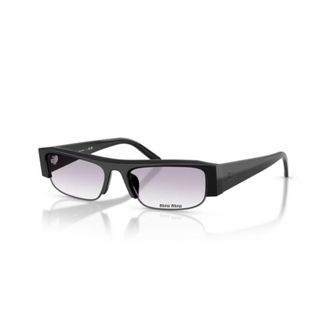 Miu Miu Rectangular Sunglasses with Glossy Black Acetate Frame