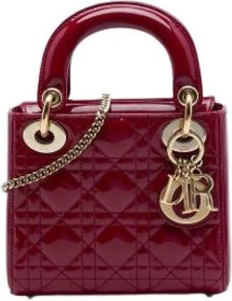 Dior Pre-owned Lady Dior Mini Bag - Dames - Vintage Mini Tas - Rood - ONE Size - Leer - Vintage